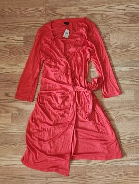 NWT Anne Taylor Red Wrap Dress with Tie Waist, Size L